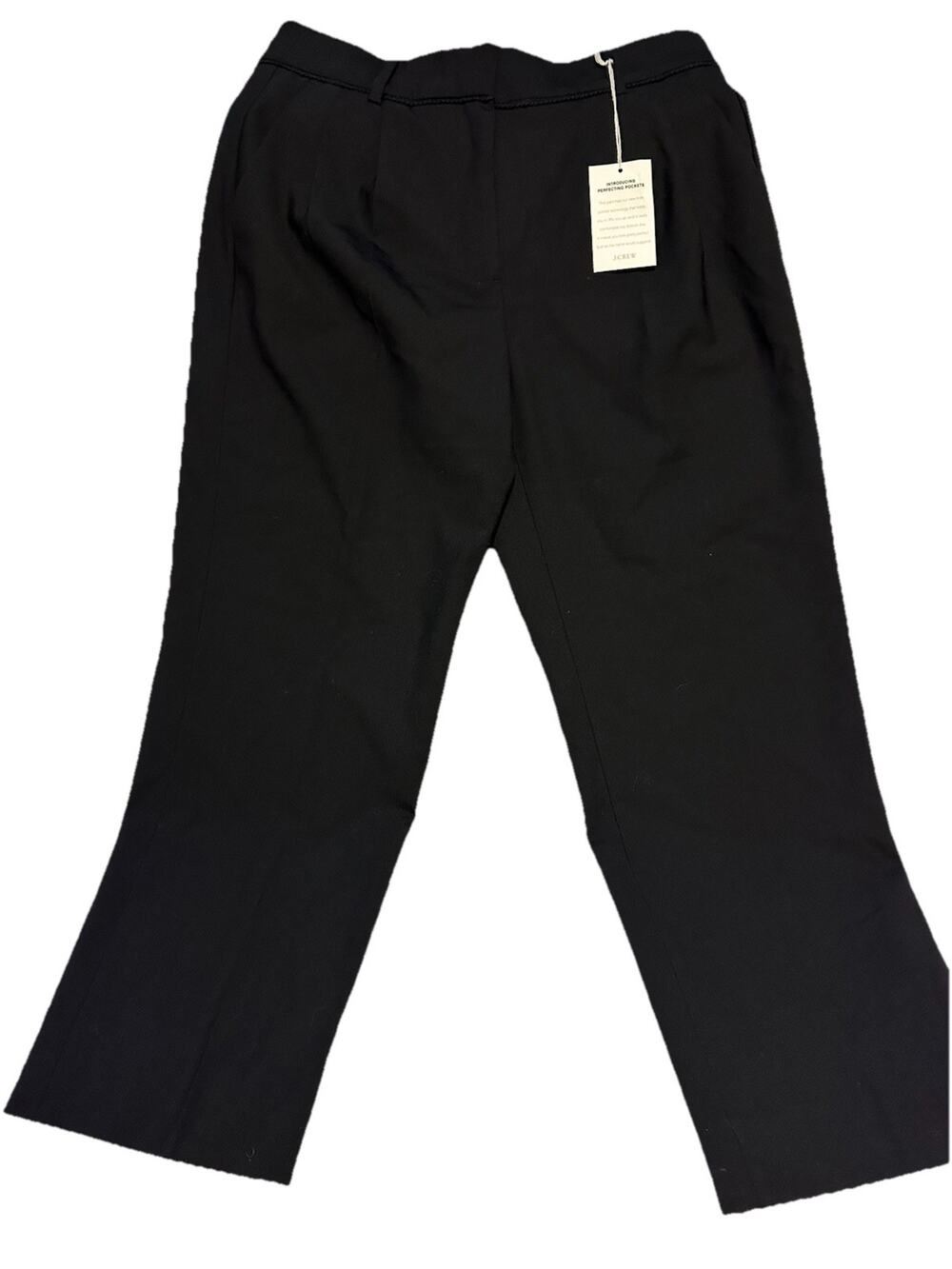 J Crew Womens Black High Rise Wool Blend Crochet Trimmed Pleated Trouser Pants 6
